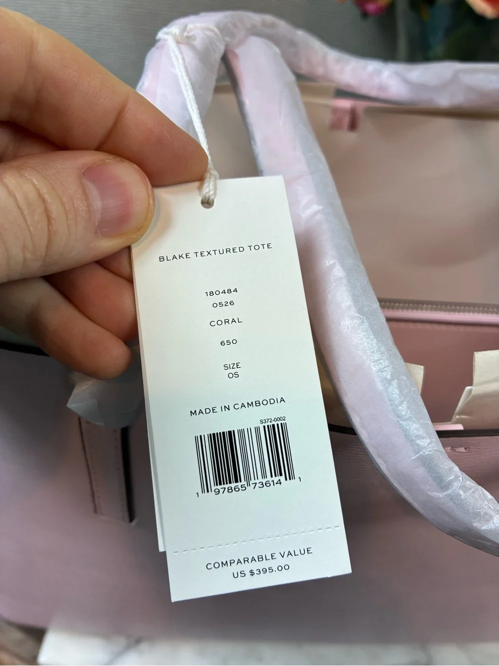 Tory Burch Coral Pink Textured Leather Large Blake Tote Bag - NWT Retail $395